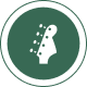 Guitar headstock icon on green circle.