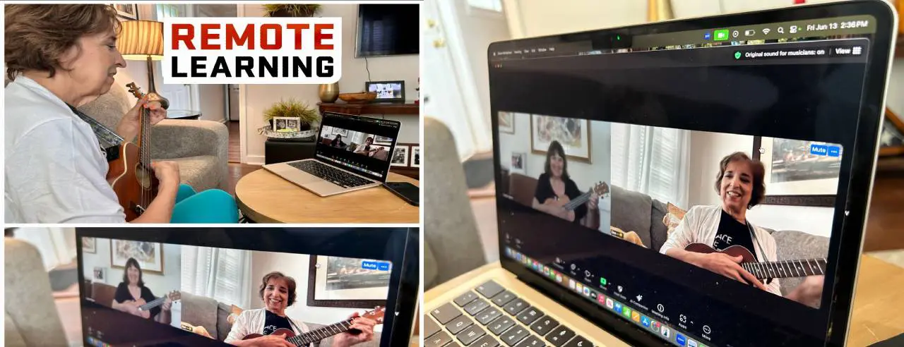 Multiple people engaged in virtual meetings on laptops.